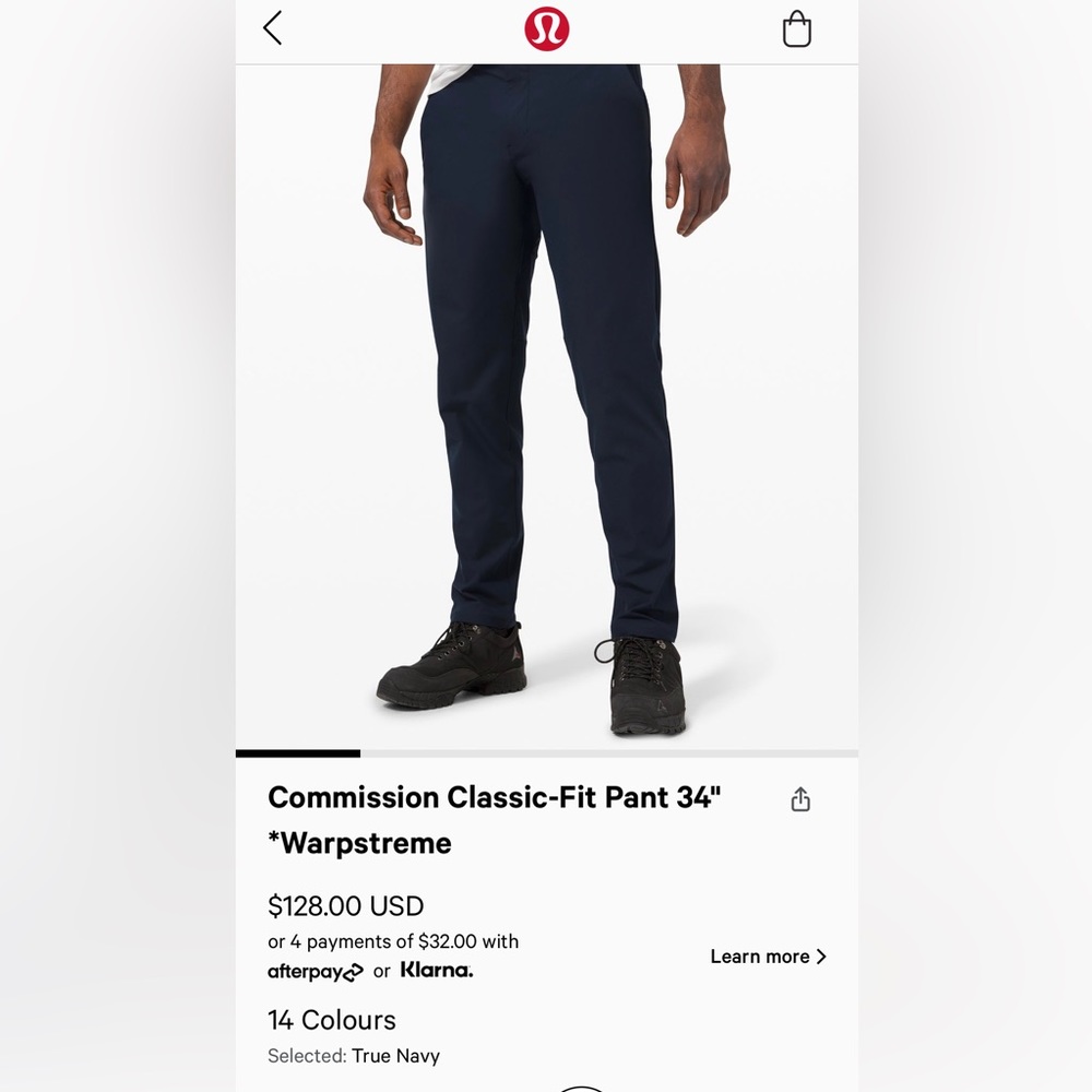 Lululemon abc commission slim fit pant 34”